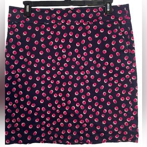 Talbots Polka Dot Pencil Skirt Navy Blue White Magenta Circles Size 16